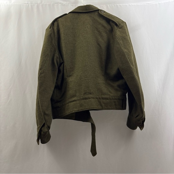 Vintage 1950s Women’s Ladies Tweed Wool Style Jacket Size 9 Green Military Style - Picture 11 of 11